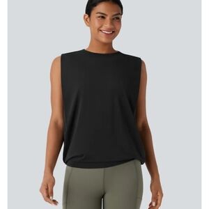 HALARA Round Neck Ruched Cool Touch Yoga Tank Top-UPF50+